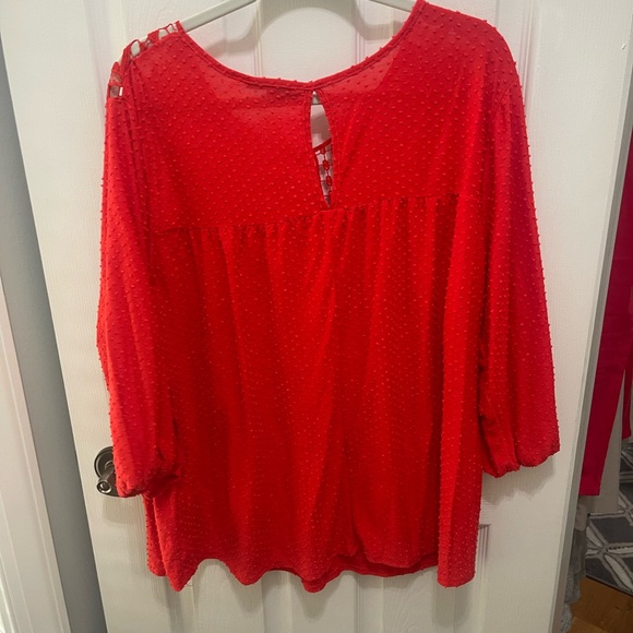 Zac & Rachel Red Embellished 3/4 Sleeve Blouse - Picture 10 of 13